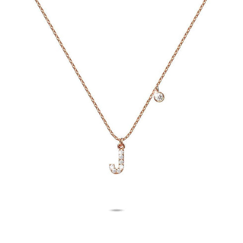 Solid 925 Sterling Silver Initial Crystal Personalised Alphabet Letter Necklace Rose Gold Filled